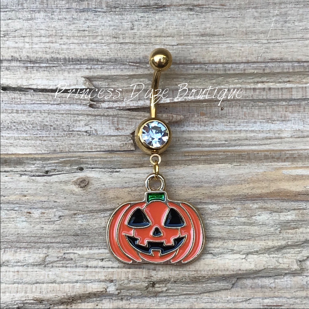 Gold Pumpkin Belly Button Ring